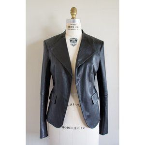 Theory Bristol Peplum Draped Leather Jacket, NWT
